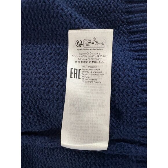 Kenzo Paris Logo Patch wool varsity Cardigan sz L color blue NWT mspr $595 - Picture 6 of 10